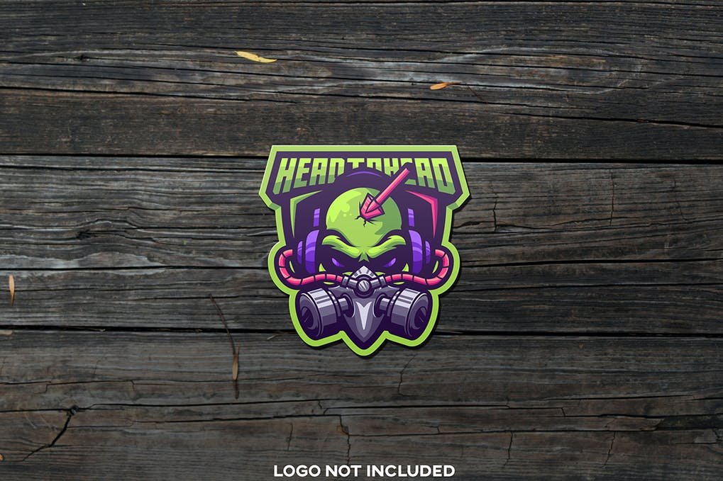 Realistic sticker mascot logo mockup