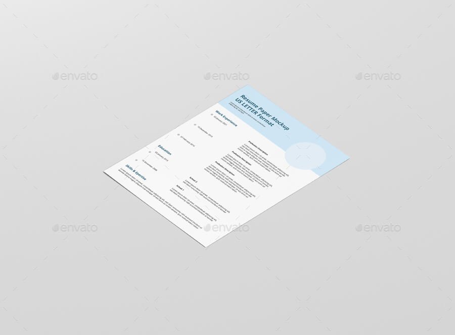 Resume Paper Mockup US Letter