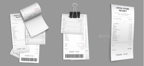Set of Hop Receipt Paper Cash Checks with Clip