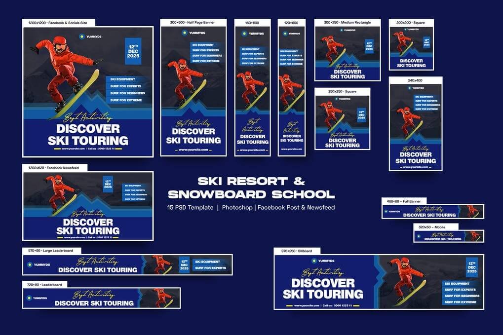 Ski Resort & Snowboard School Banners Ad