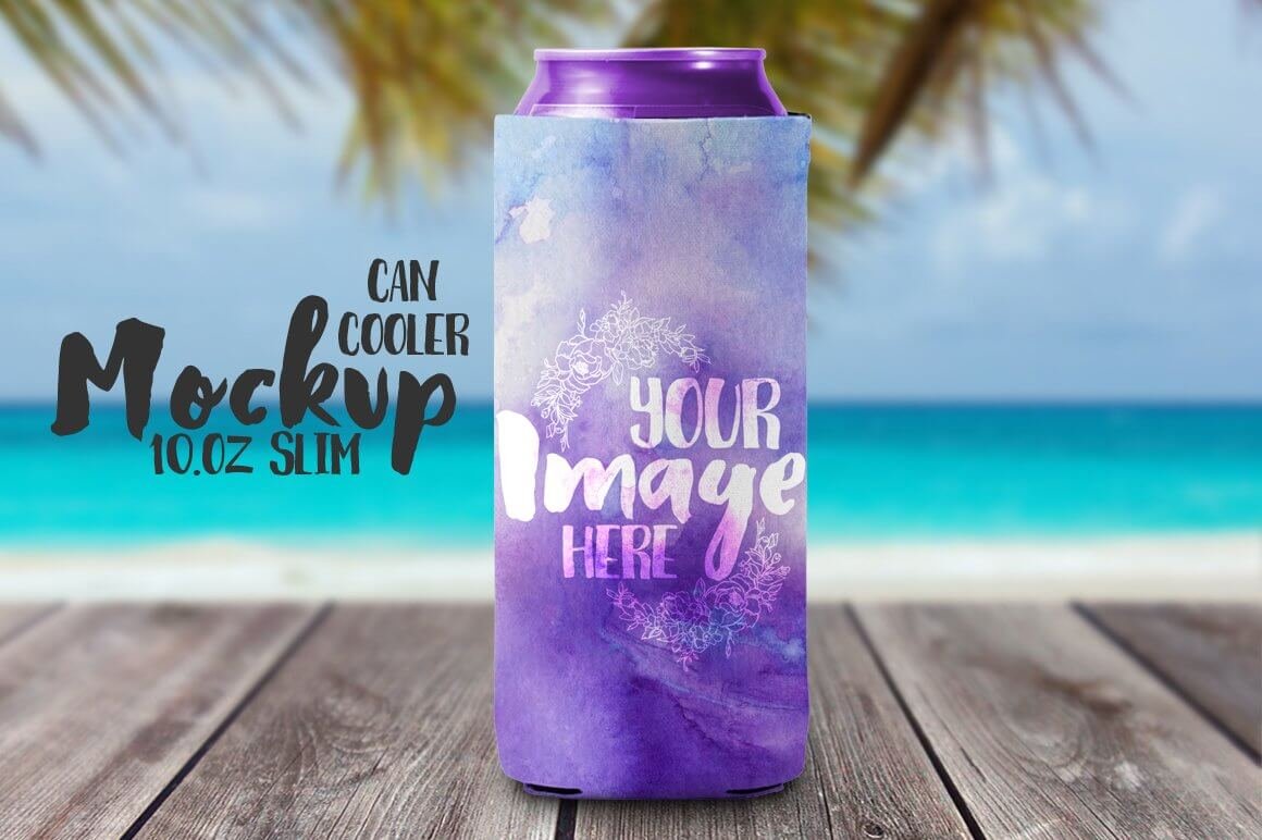 Slim can cooler mockup