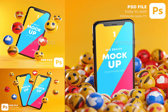 Smartphone Emoji Mockup Pack