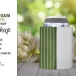 Spring Can Soda Beer Foam Cooler Mockup PSD