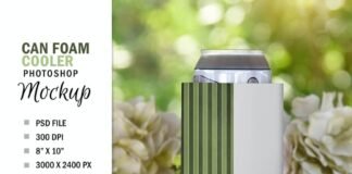 Spring Can Soda Beer Foam Cooler Mockup PSD