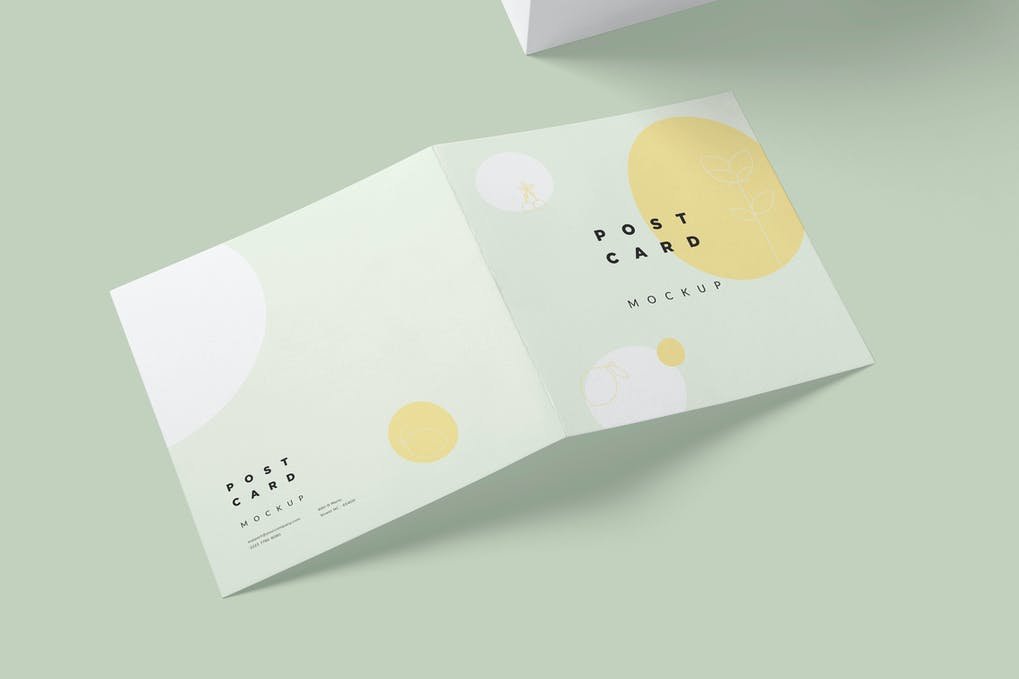 Square Bi Fold Post Card Mockups