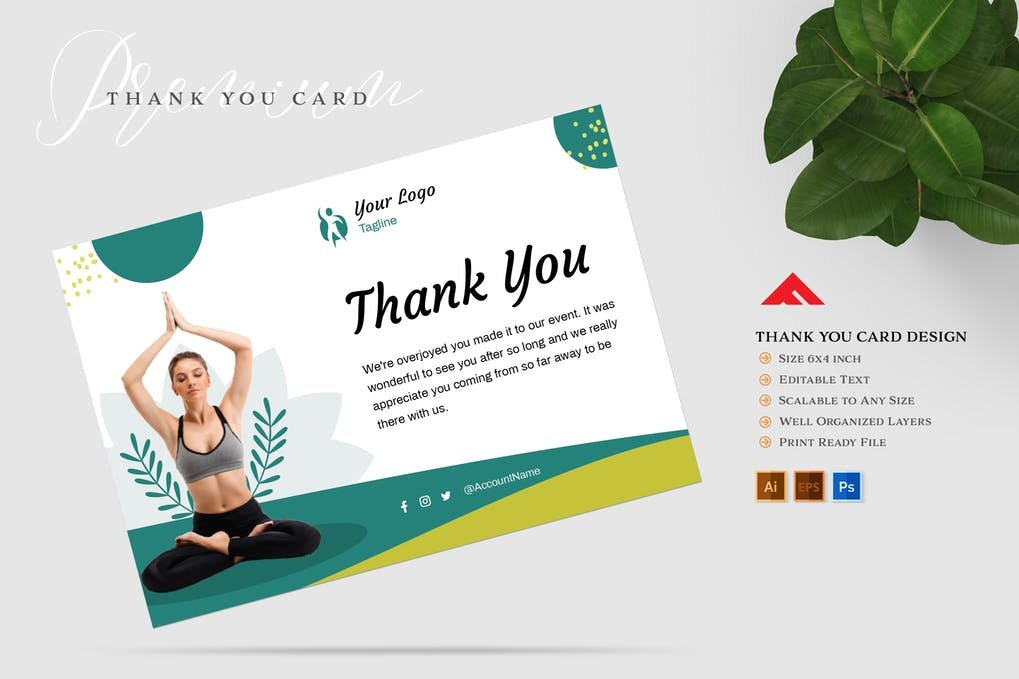 Thank You Card For Yoga Member