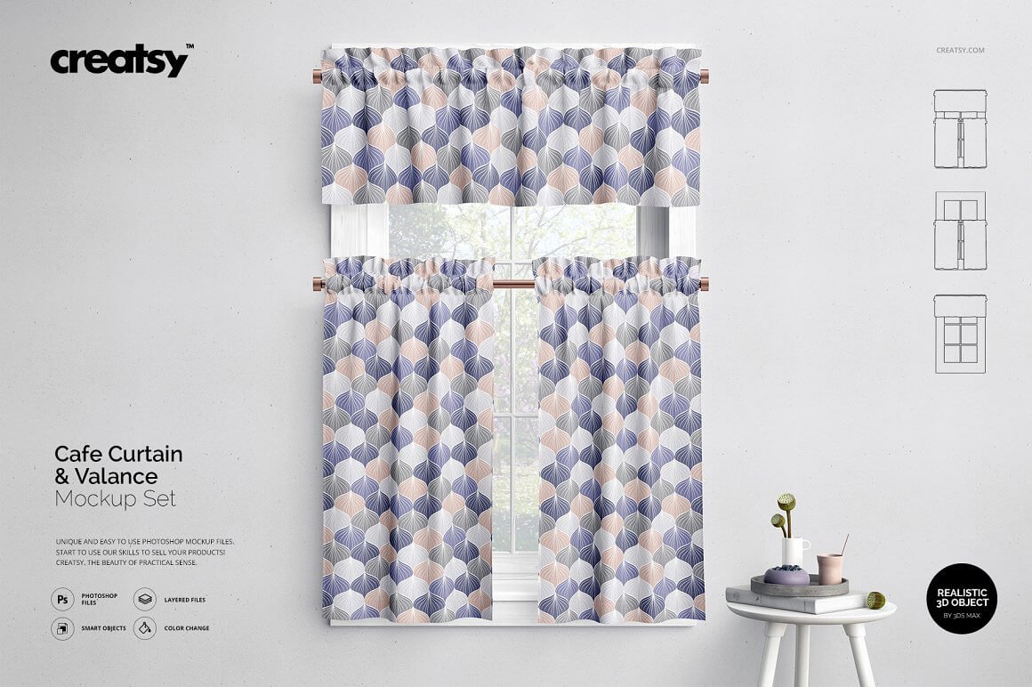 Valance & Cafe Curtains Mockup Set