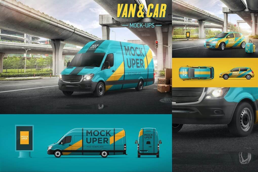 Van & Car Mock-Ups (2 PSD)