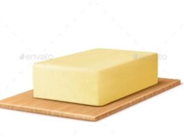 Vector Realistic Stick of Butter on Cutting Board