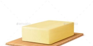 Vector Realistic Stick of Butter on Cutting Board