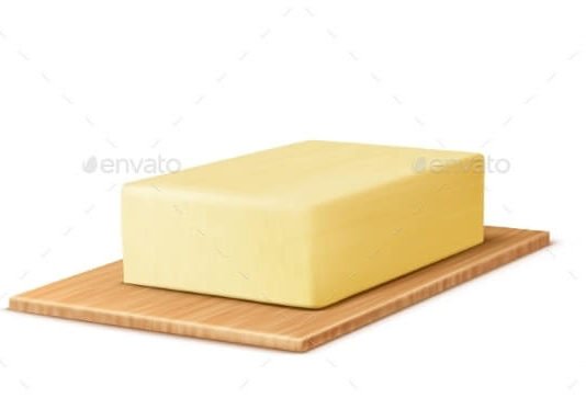 Vector Realistic Stick of Butter on Cutting Board