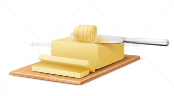Vector Yellow Stick of Butter with Metal Knife