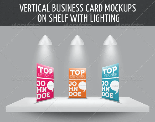 Vertical Business Card Mockup on Shelf