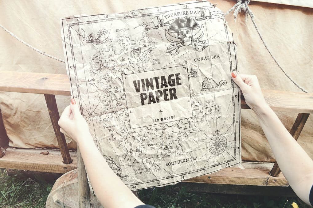 Vintage Paper Poster Map Mockup