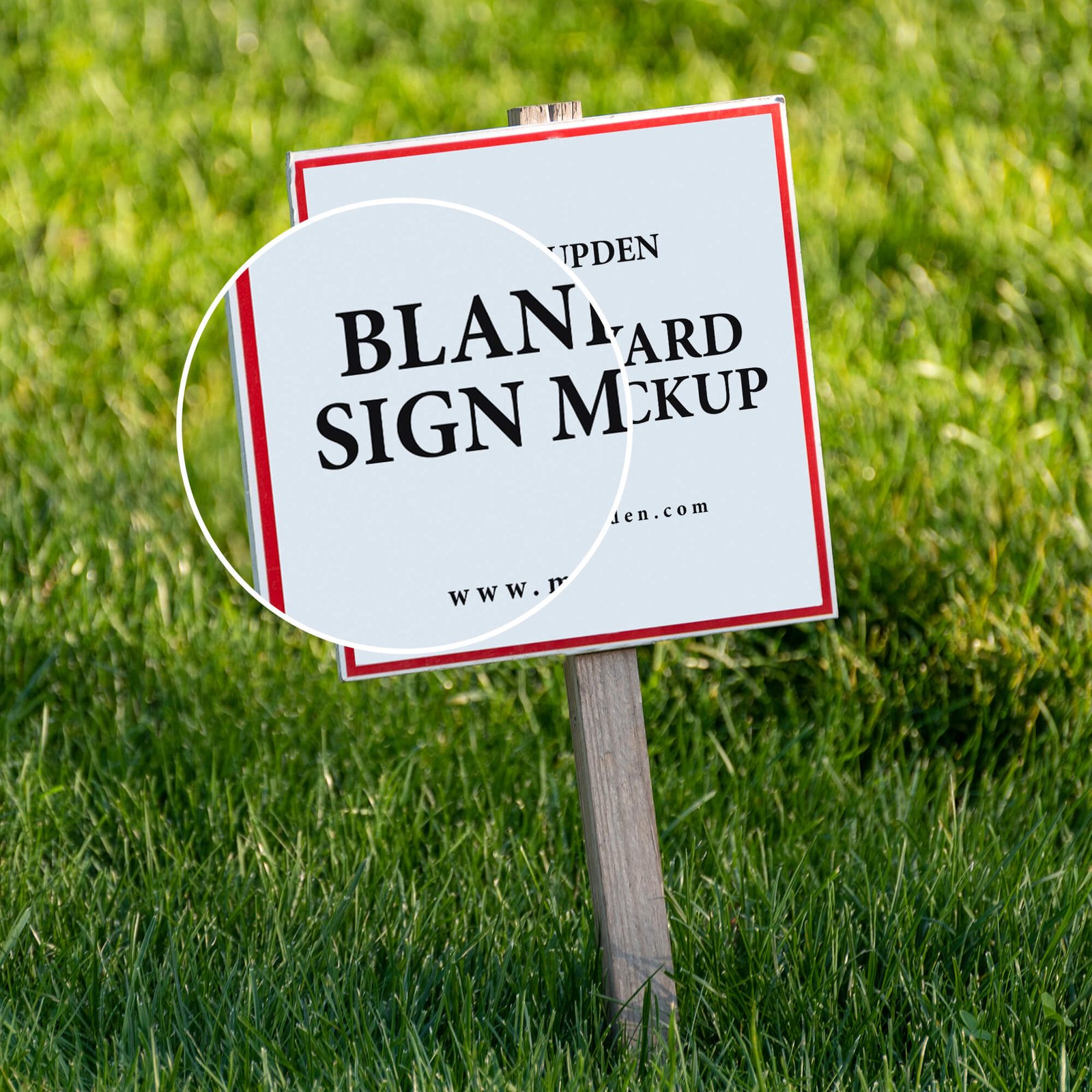 Close Up Of a Free Blank Yard Sign Mockup PSD Template