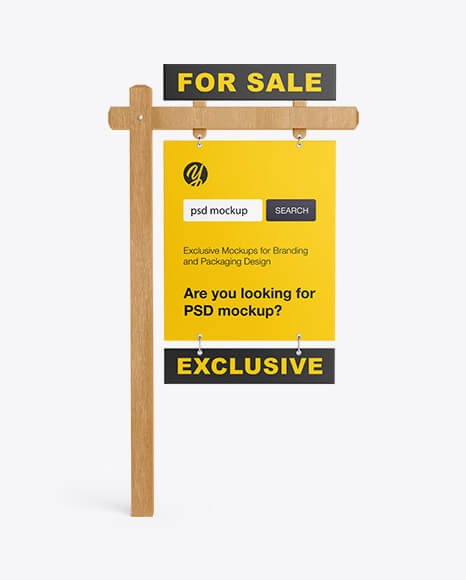 Wooden Real Estate Sign Mockup - Front View