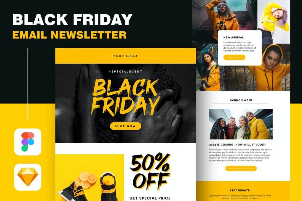 Yellow Fashion Email Newsletter Template