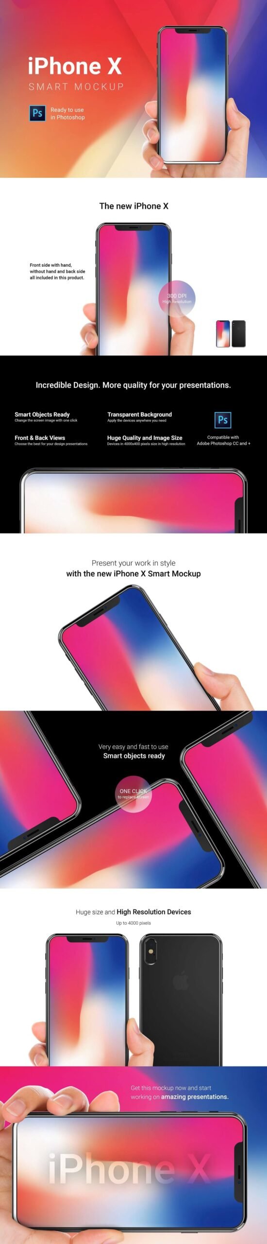 iPhone X Mockup with Hand Straight