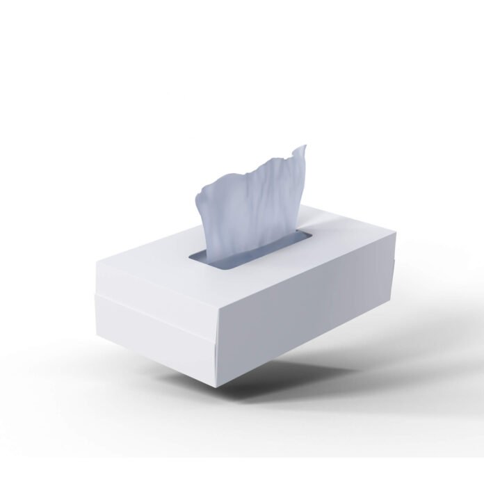 Free Box With Tissue Paper Mockup