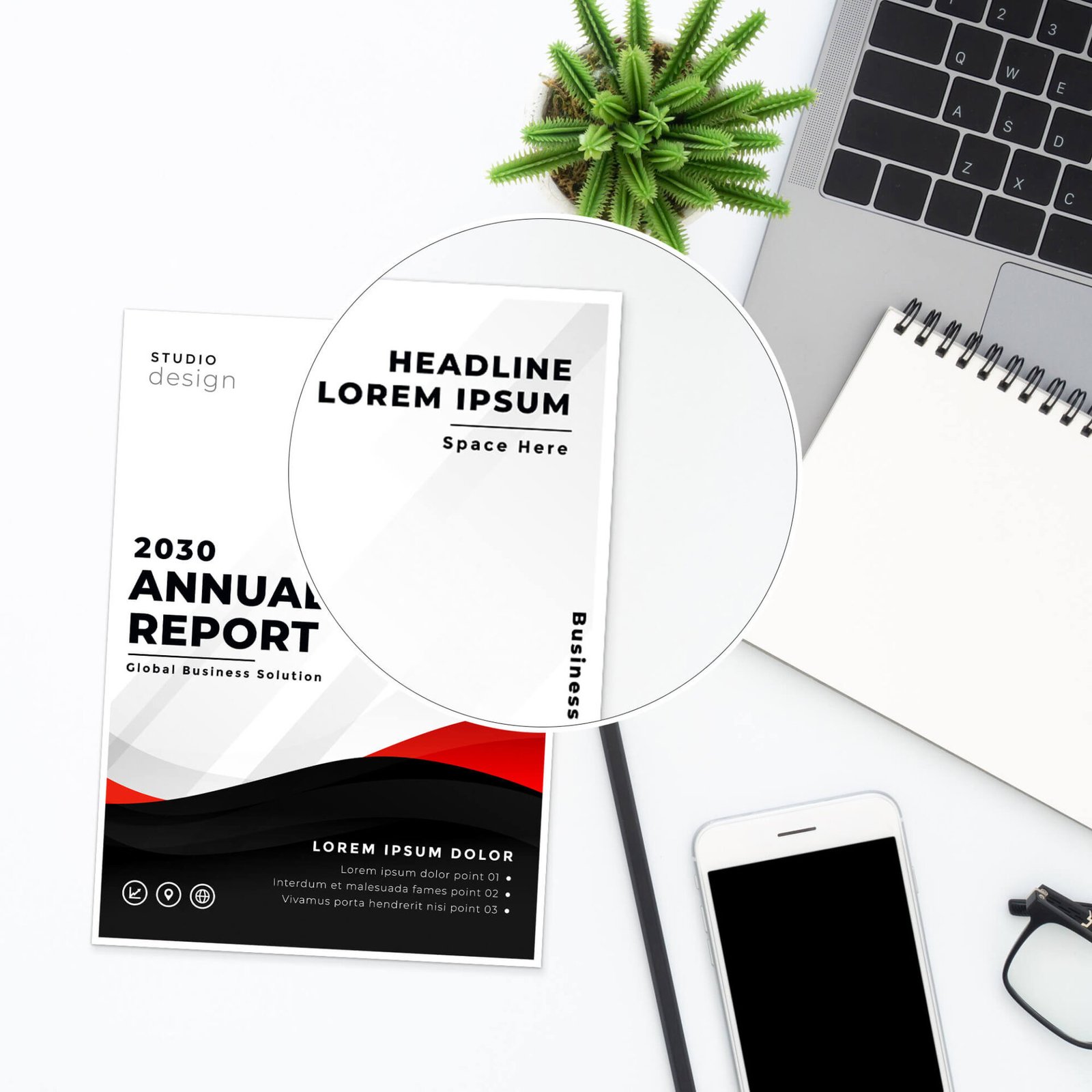 Free Report Mockup PSD Template
