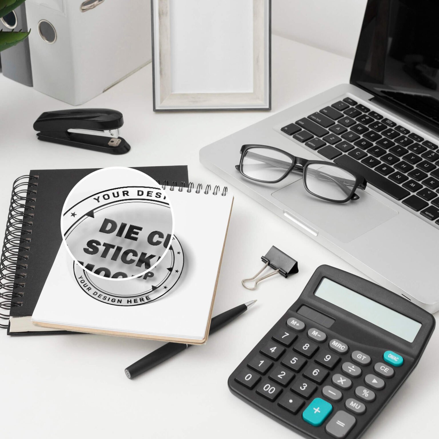 Free Die Cut Sticker Mockup PSD...