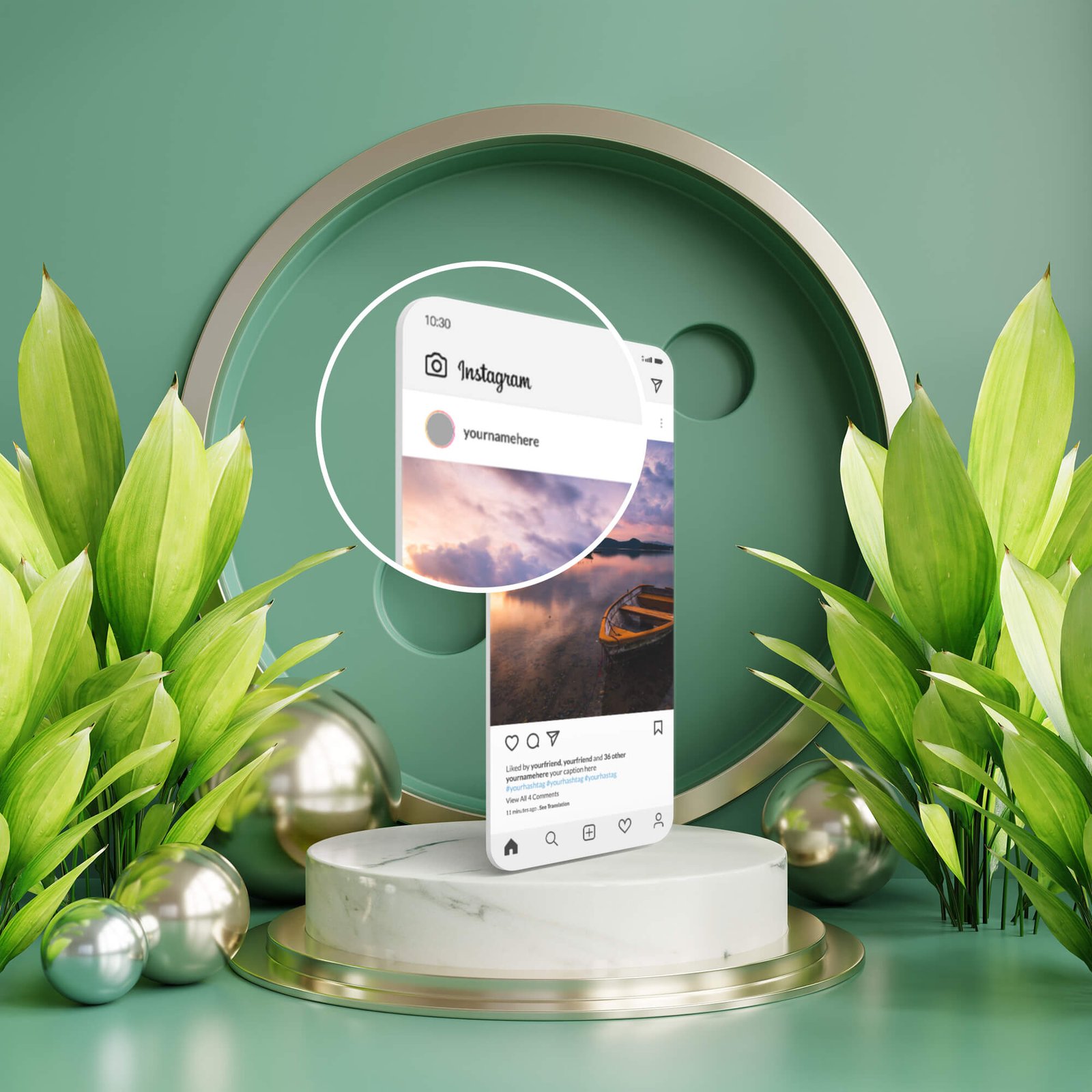 Free Instagram Post Mockup 3D PSD...