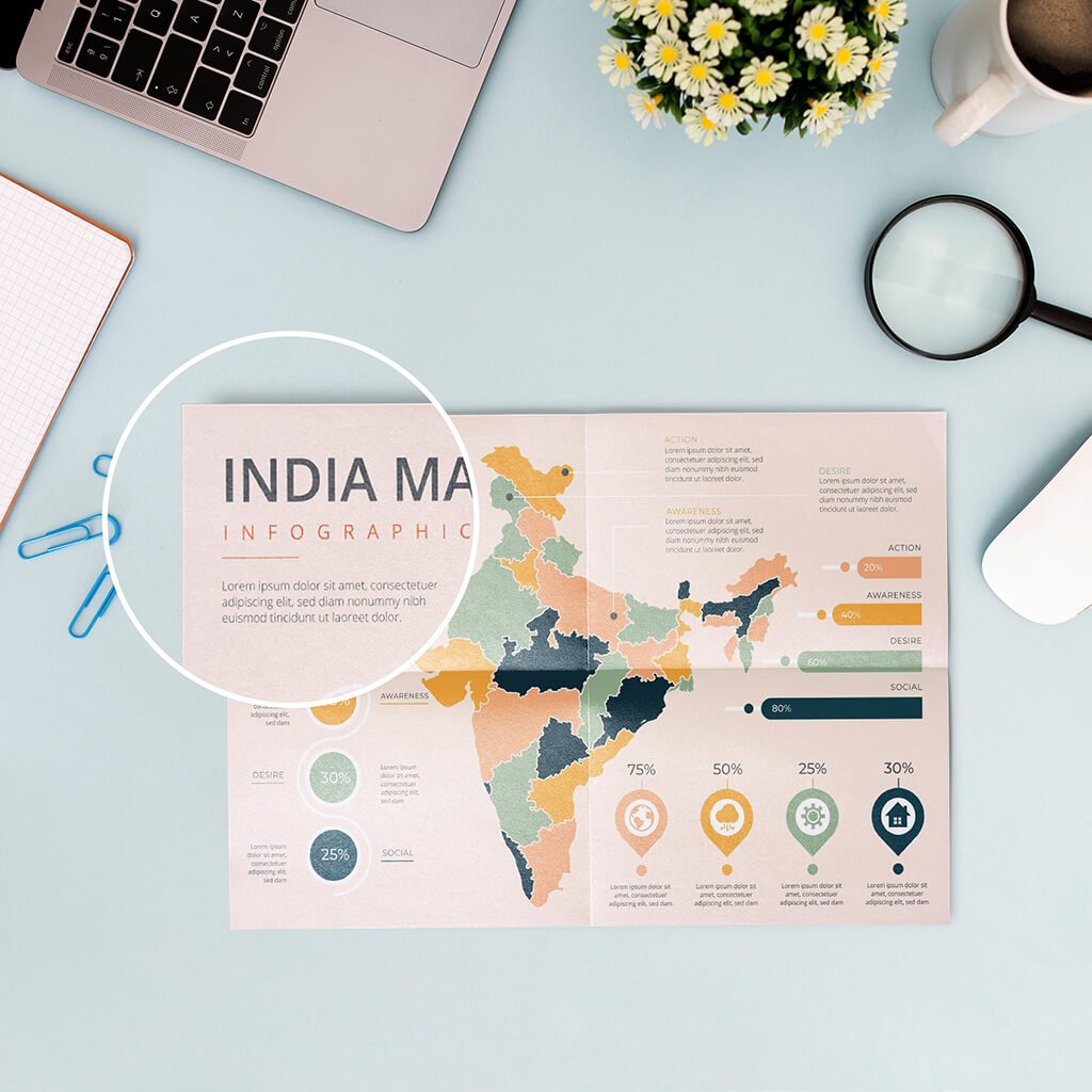 Close Up Of a Free Map Mockup PSD Template