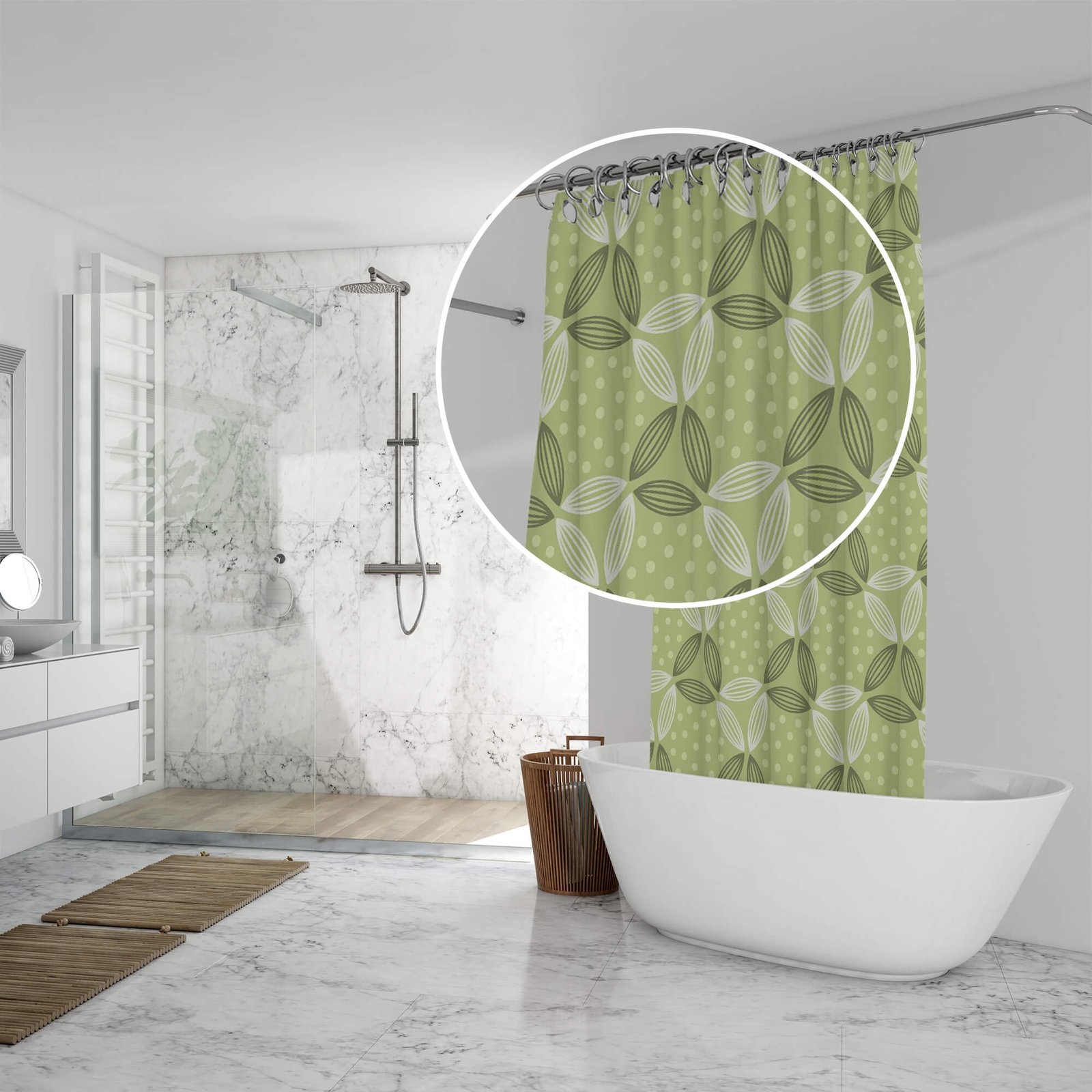 Close Up Of a Free Shower Curtain Mockup PSD Template