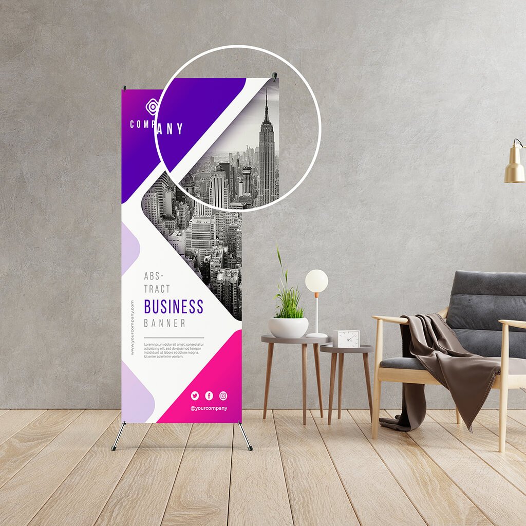 Close Up Of a Free X Banner Mockup PSD Template