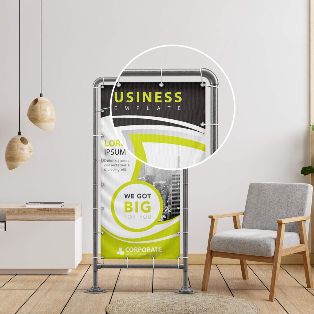 Close Up of a Free Stand Banner Mockup PSD Template (2)