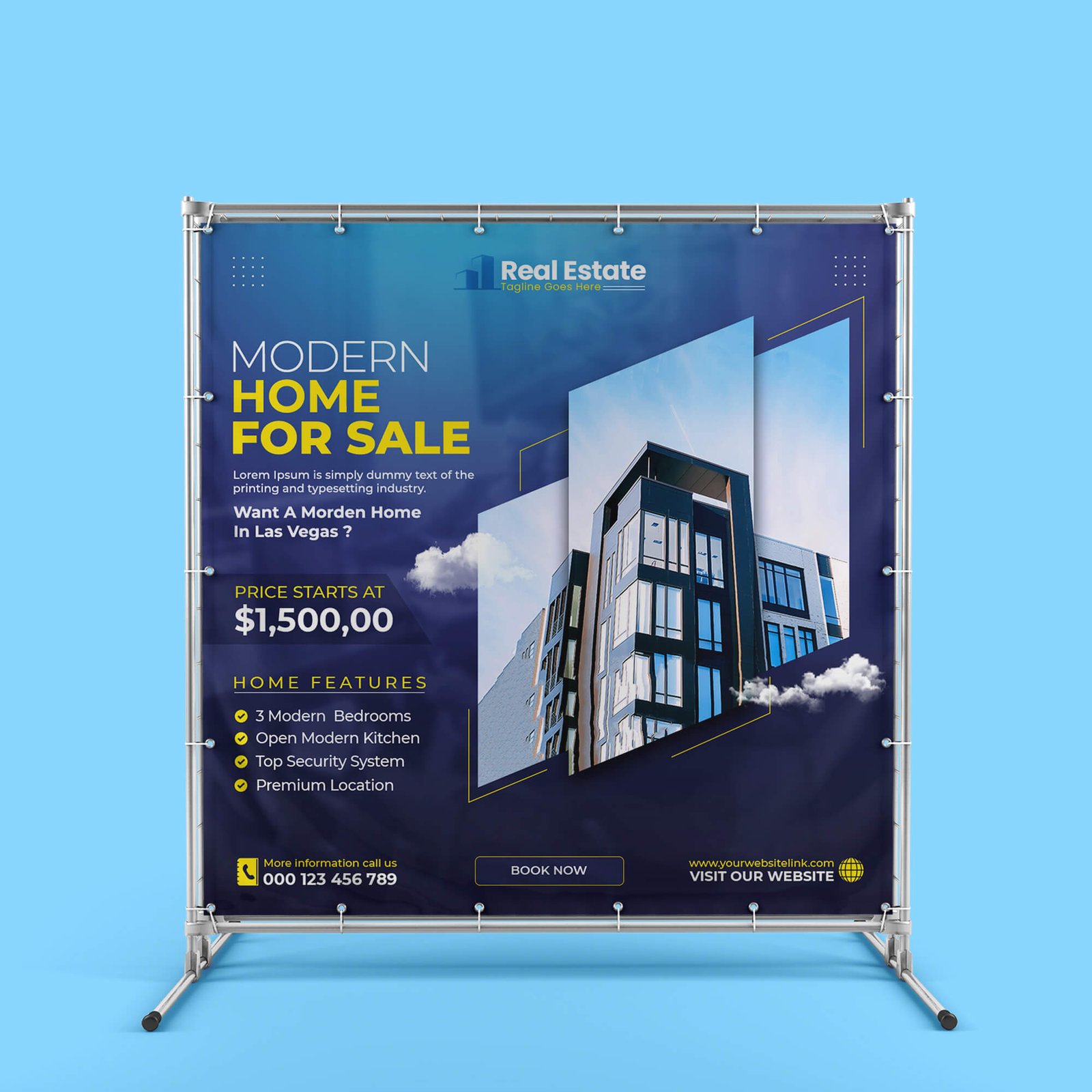 Four square posters mockups banners Royalty Free Vector