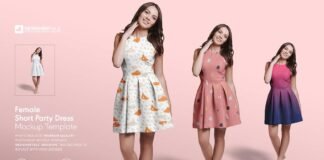 Female Short Party Dress Mockup