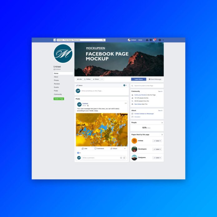 Free Facebook Page Mockup PSD