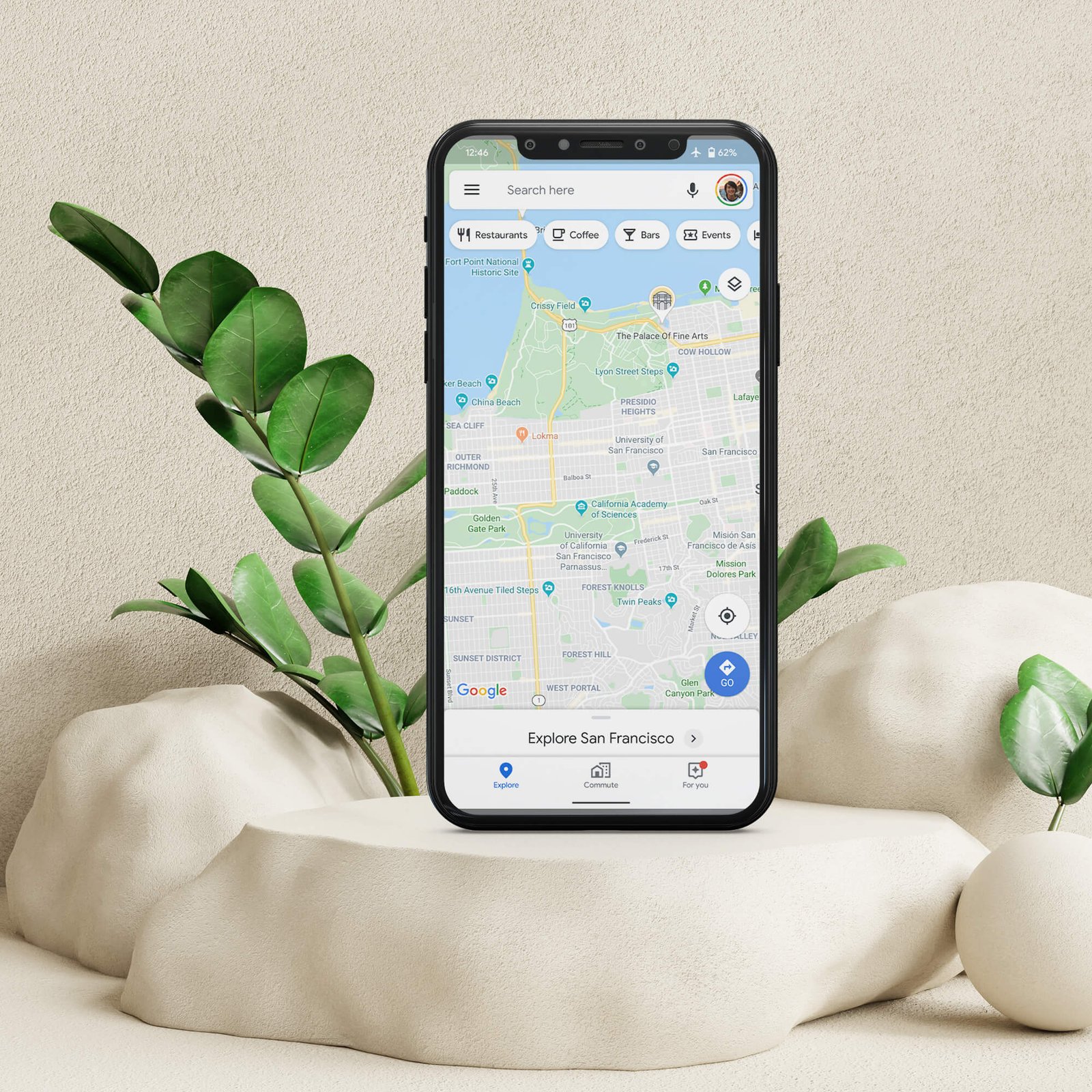 Free Google Map Mockup On Phone PSD Template