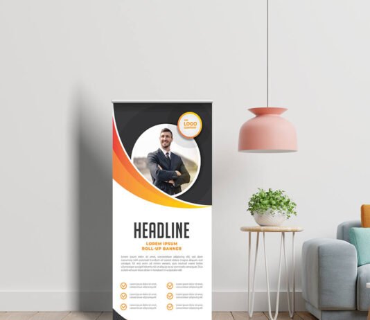 Free Roller Banner Mockup PSD Template