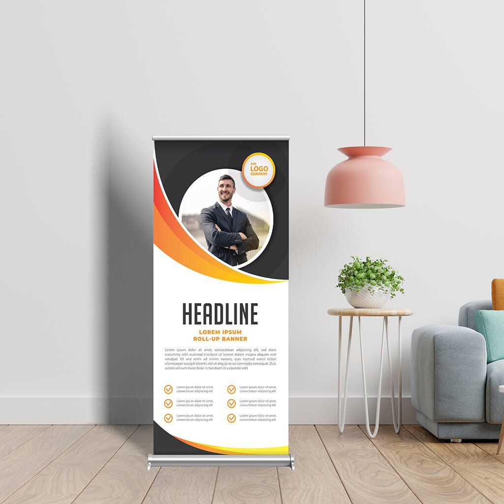 Free Roller Banner Mockup PSD Template