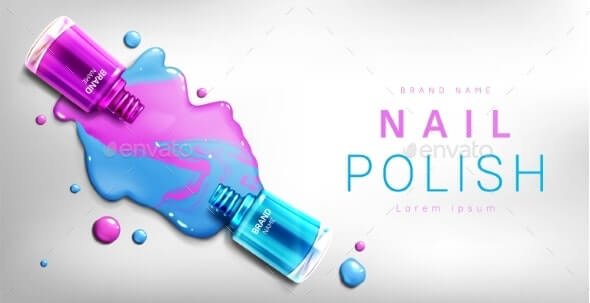 Nail Polish Bottles Mock Up Banner Advertising