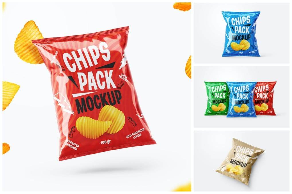 Potato Chips Package Mockup Set