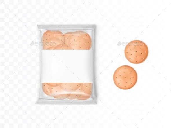 Transparent Plastic Package with Round Crackers