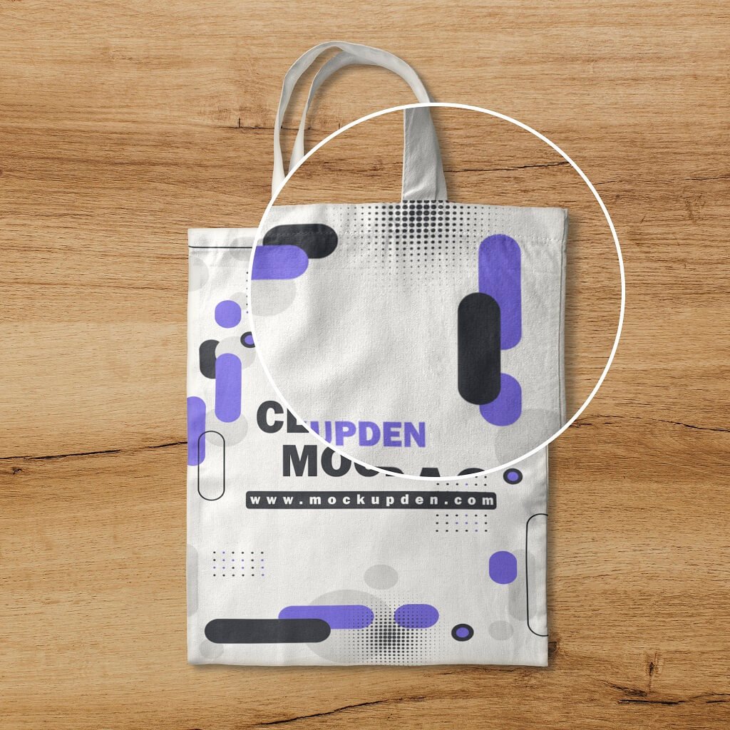 Close Up Of a Free Cloth Bag Mockup PSD Template