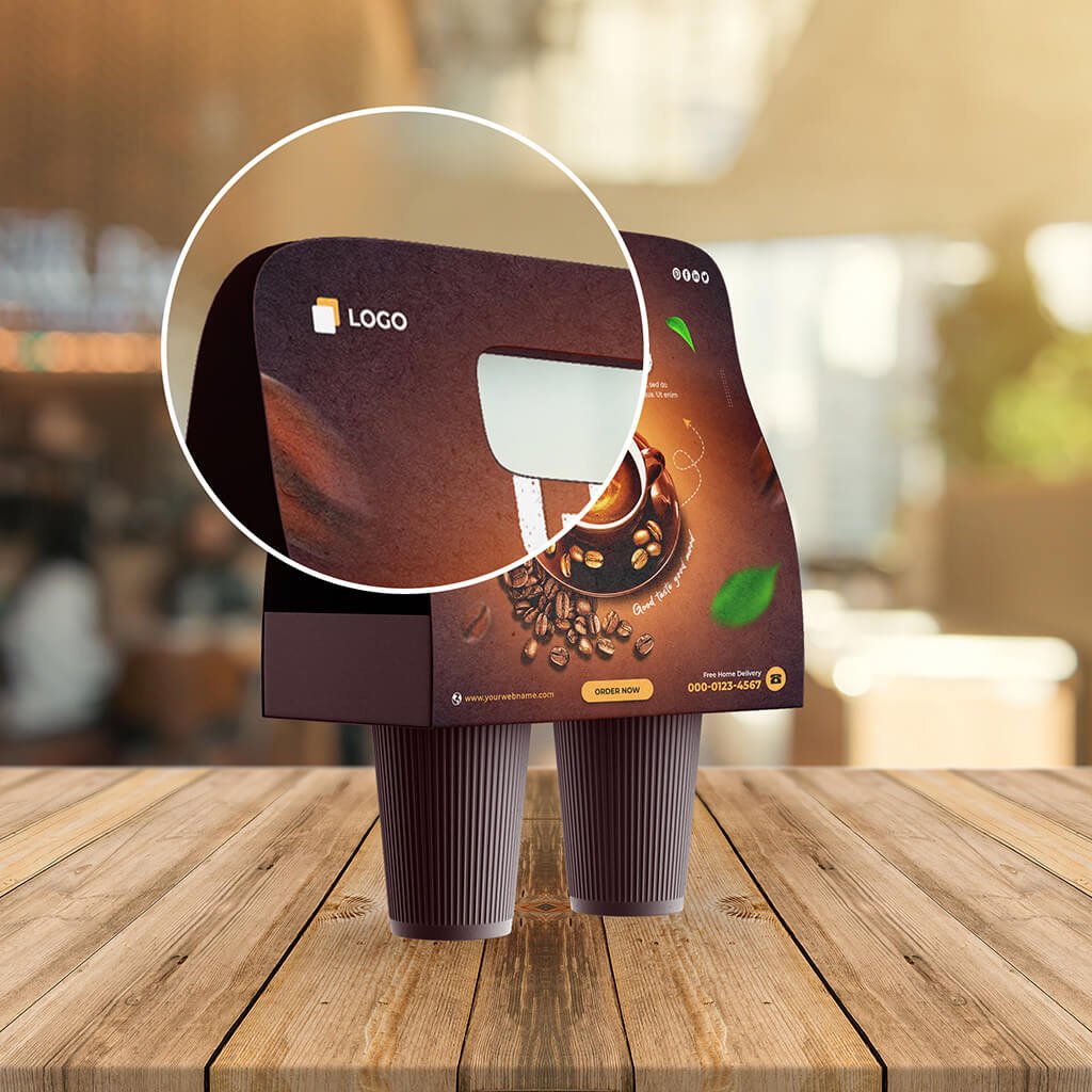 Close Up Of a Free Cup Holder Mockup PSD Template