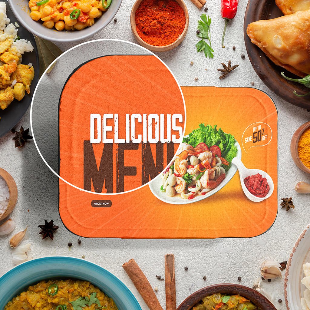 Close Up Of a Free Food Packaging Mockup PSD Template