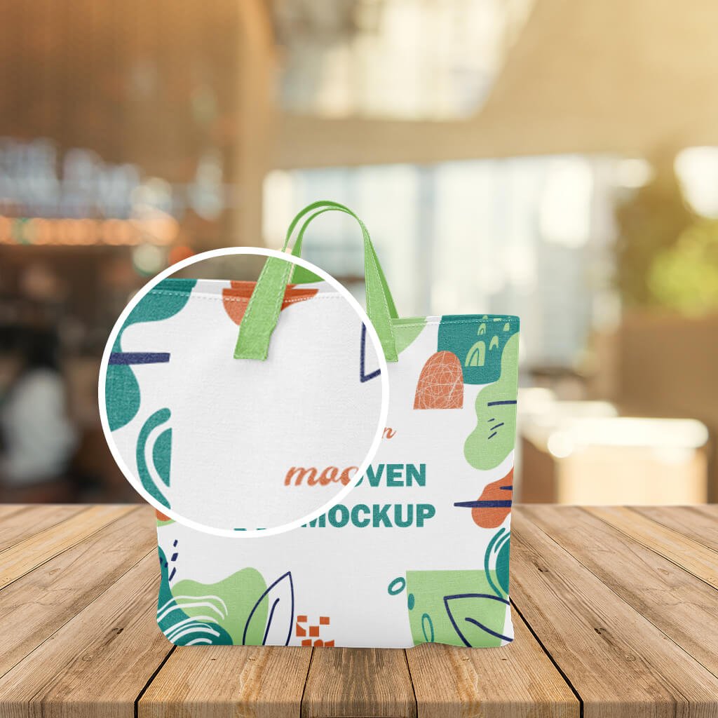 Close Up Of a Free Non Woven Bag Mockup PSD Template