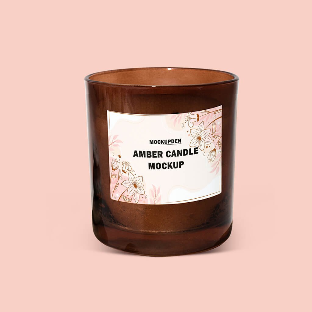 Design Free Amber Candle Mockup PSD Template