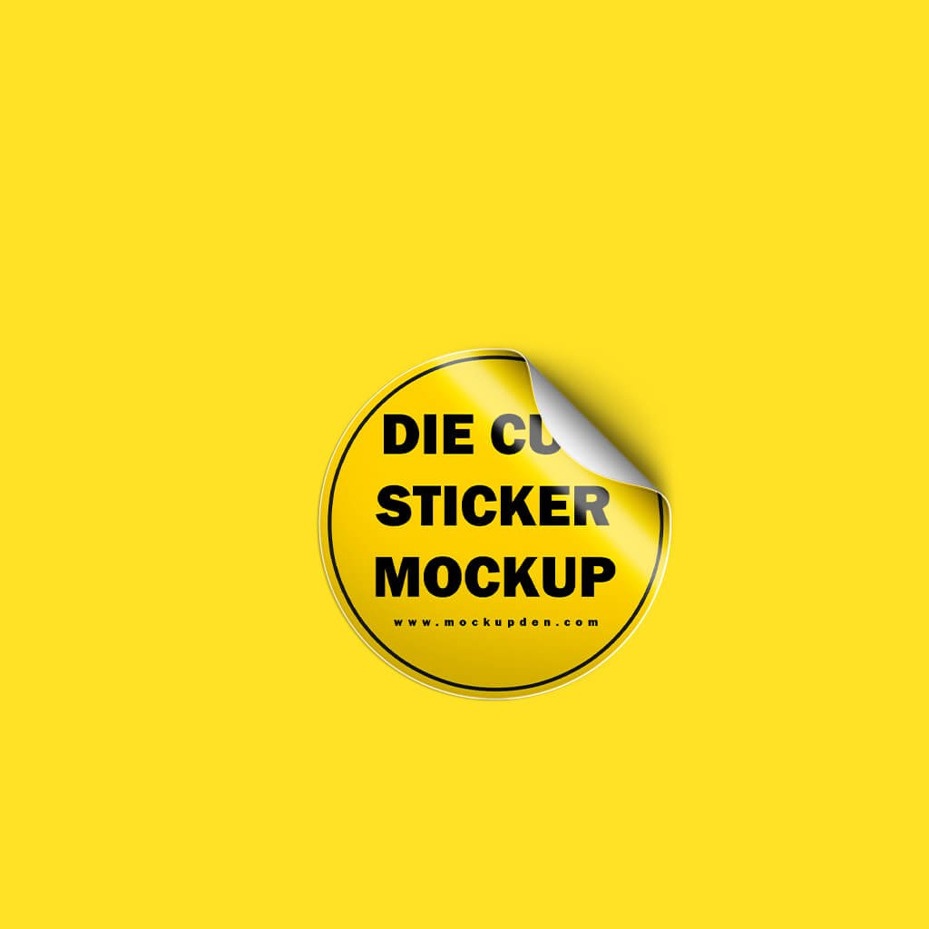 Design Free Die Cut Sticker Mockup PSD Template
