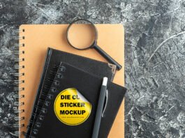 Free Die Cut Sticker Mockup PSD Template