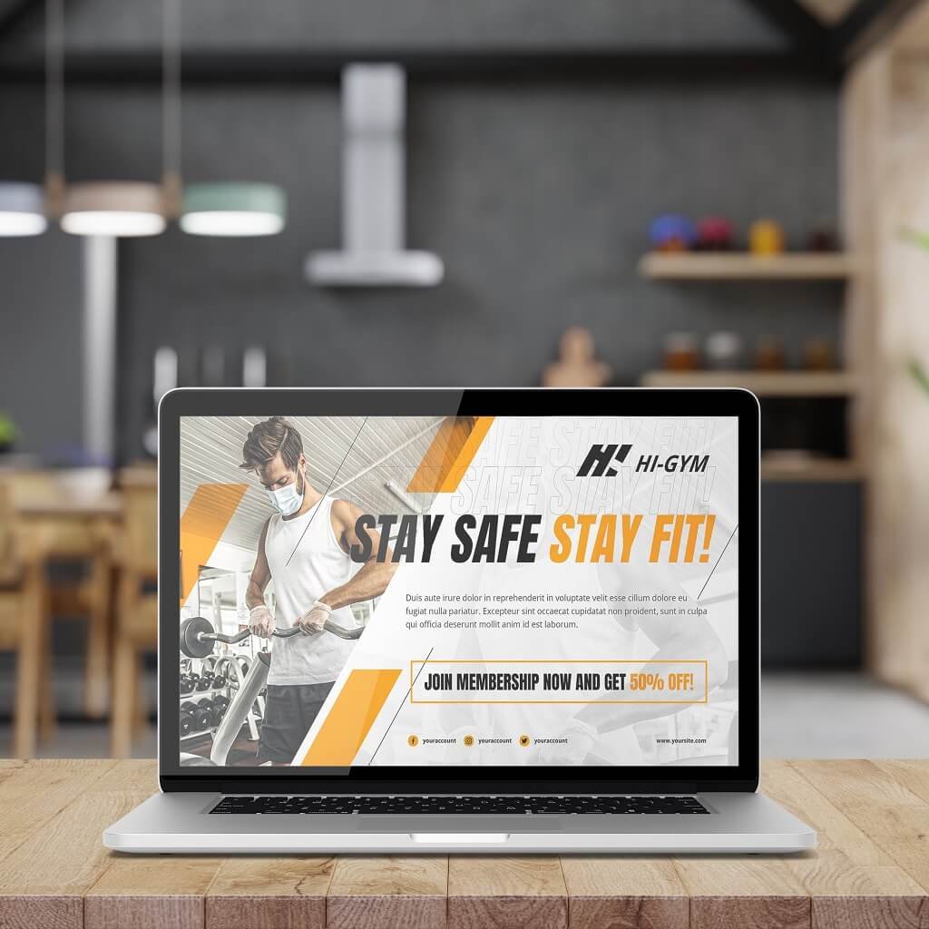 Free Fitness Ad Presentation MockupPSD Template