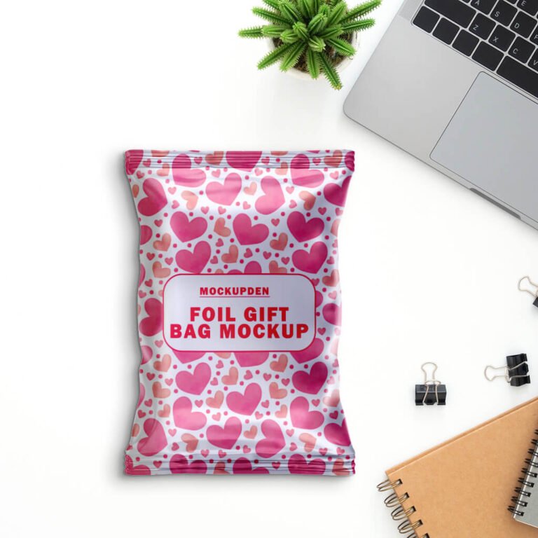 Free Foil Gift Bag Mockup PSD Template