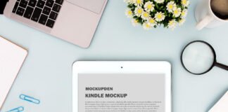 Free Kindle Mockup PSD Template