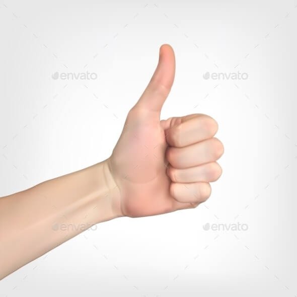 Realistic 3D Silhouette of Hand with Raised Thumb